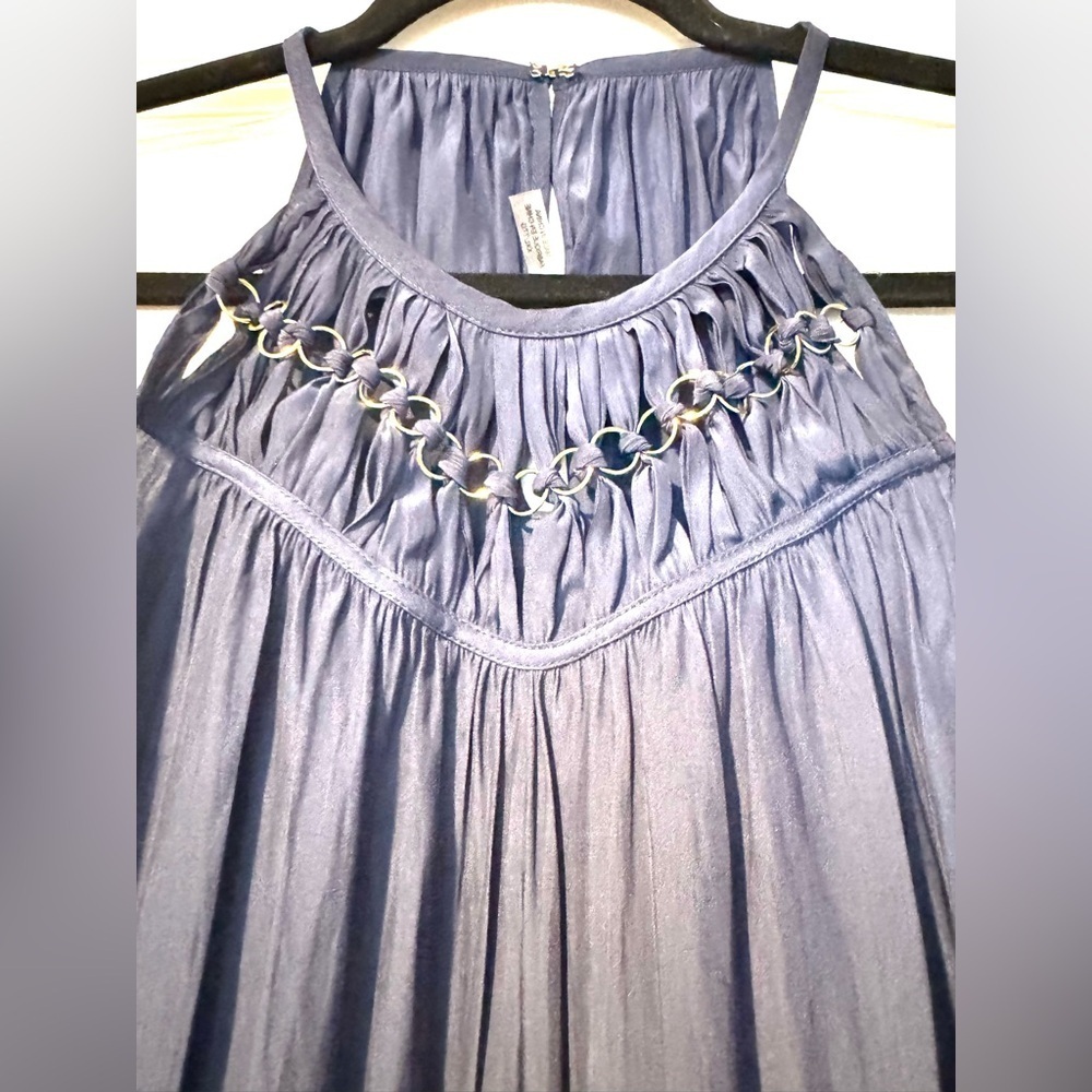 Ramy Brook NWT Katie chain link halter top in navy - Picture 3 of 7